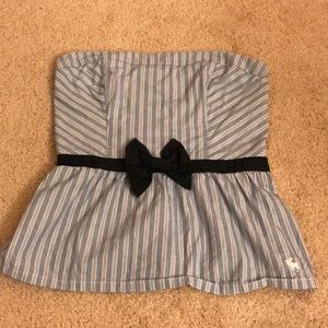Blue and white tube top